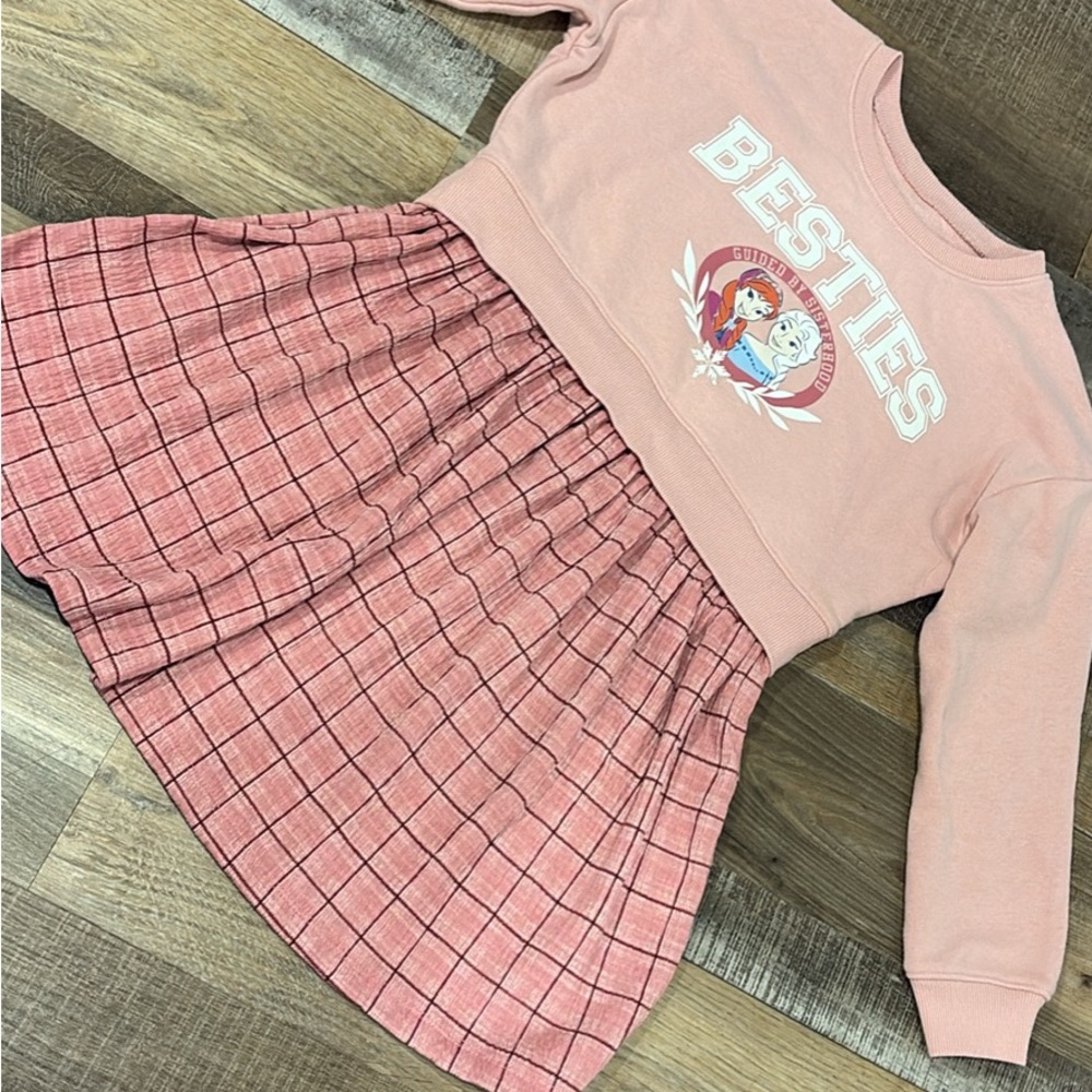 Disney Pink Plaid Skirt with Besties Design